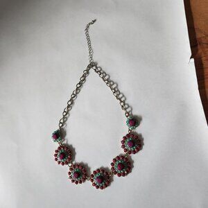 Charming Charlie - Purple & Teal Floral Necklace